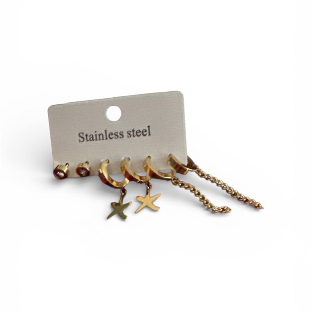 Gold Stainless steel Earrings Set